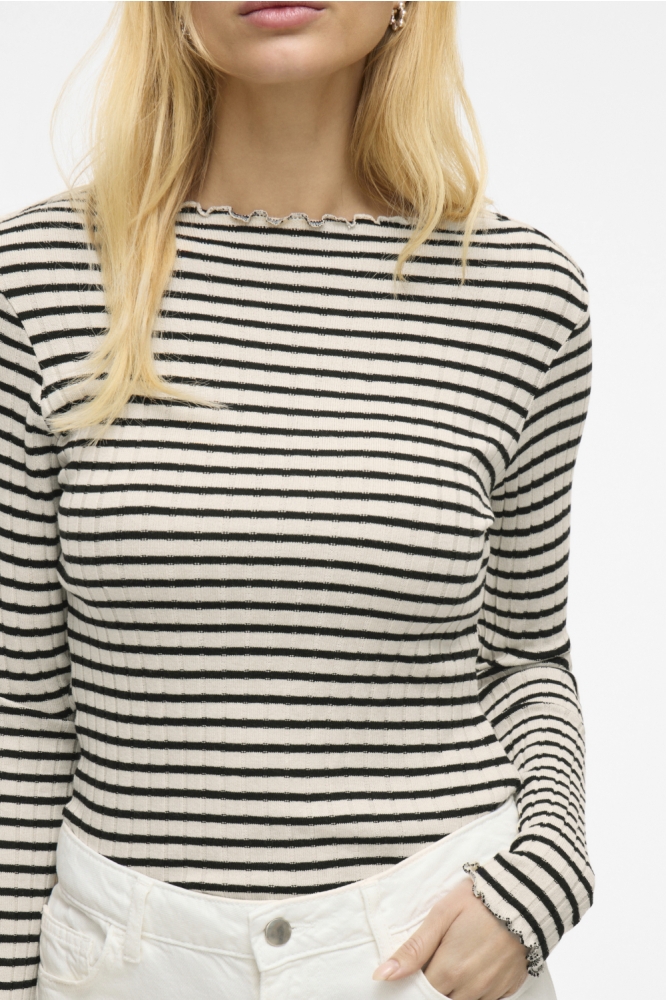 VIRIKA L/S FUNNEL NECK TOP - NOOS 14107470 BIRCH/BLACK
